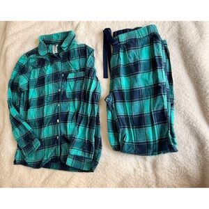 Joyspun 2-Piece Plaid Pajama Set - Teal/Navy Blue - S